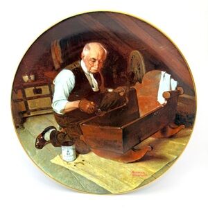 Knowles Norman Rockwell Grandpa's Gift Porcelain Plate 8.6”